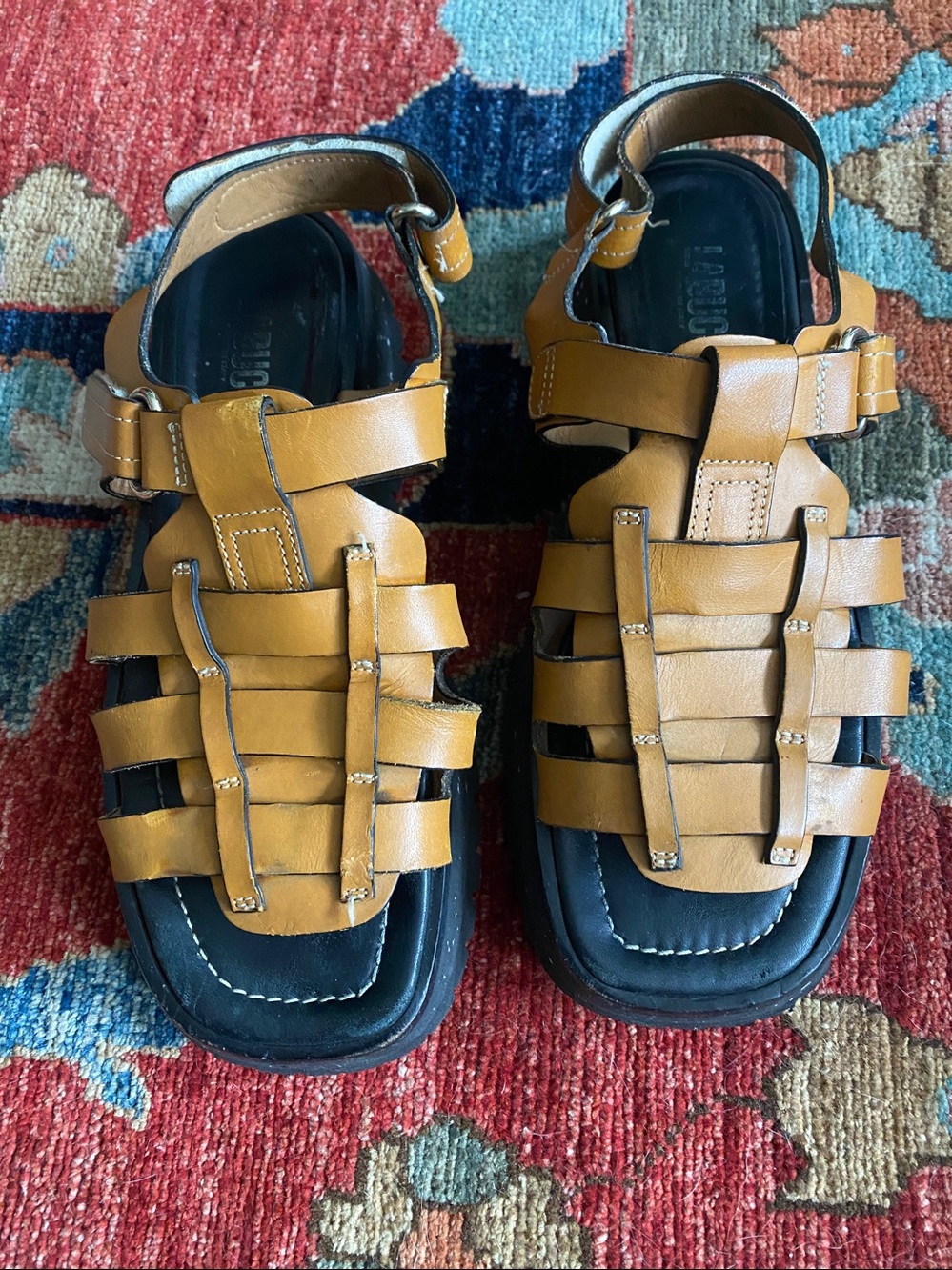 Labucq Boomer Cosmic Marigold Orange & Black Platform Sandals
